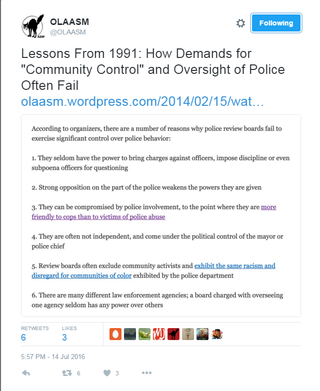 "Why civilian oversight of Police Departments usually fails.
