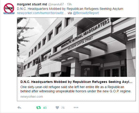 "Republican Refugees seek asylum in Democratic Party.